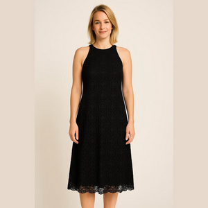 NWT Kersh Black sleeveless crocheted dress size SP